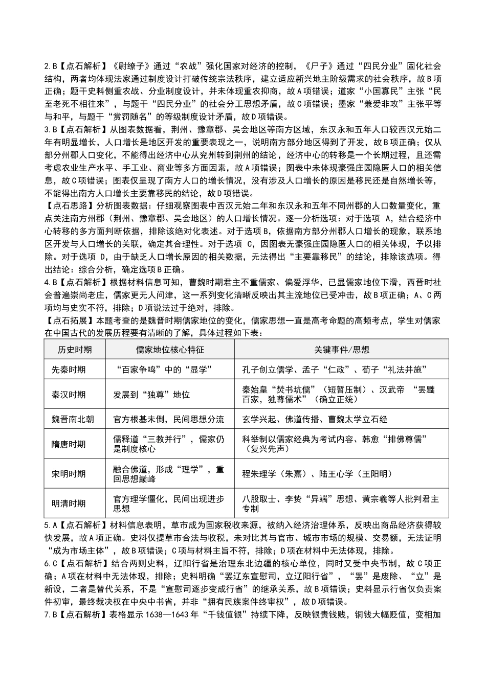 点石联考2025—2026学年度上学期高三年级11月份联合考试历史答案.docx_第3页