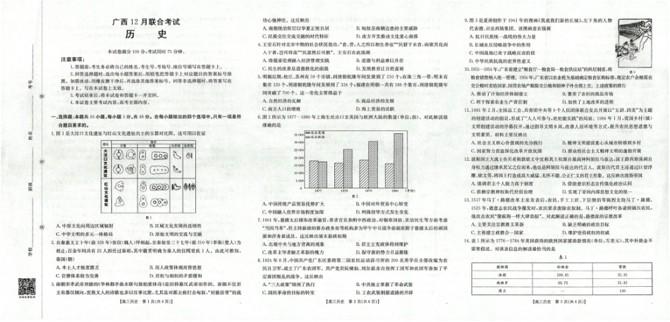 广西省2025届高三上学期12月联考（26-182C）历史.pdf_第1页