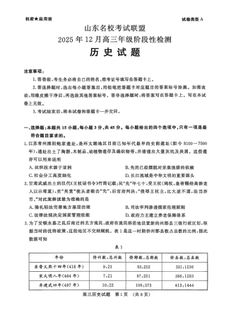山东名校考试联盟2025年12月高三年级阶段性检测历史.pdf