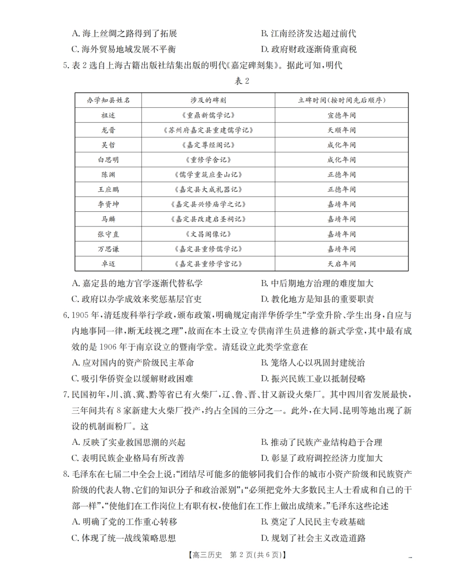 辽宁省葫芦岛市葫芦岛市、县2026届高三上学期协作校第二次考试（26-147C）历史.pdf_第2页