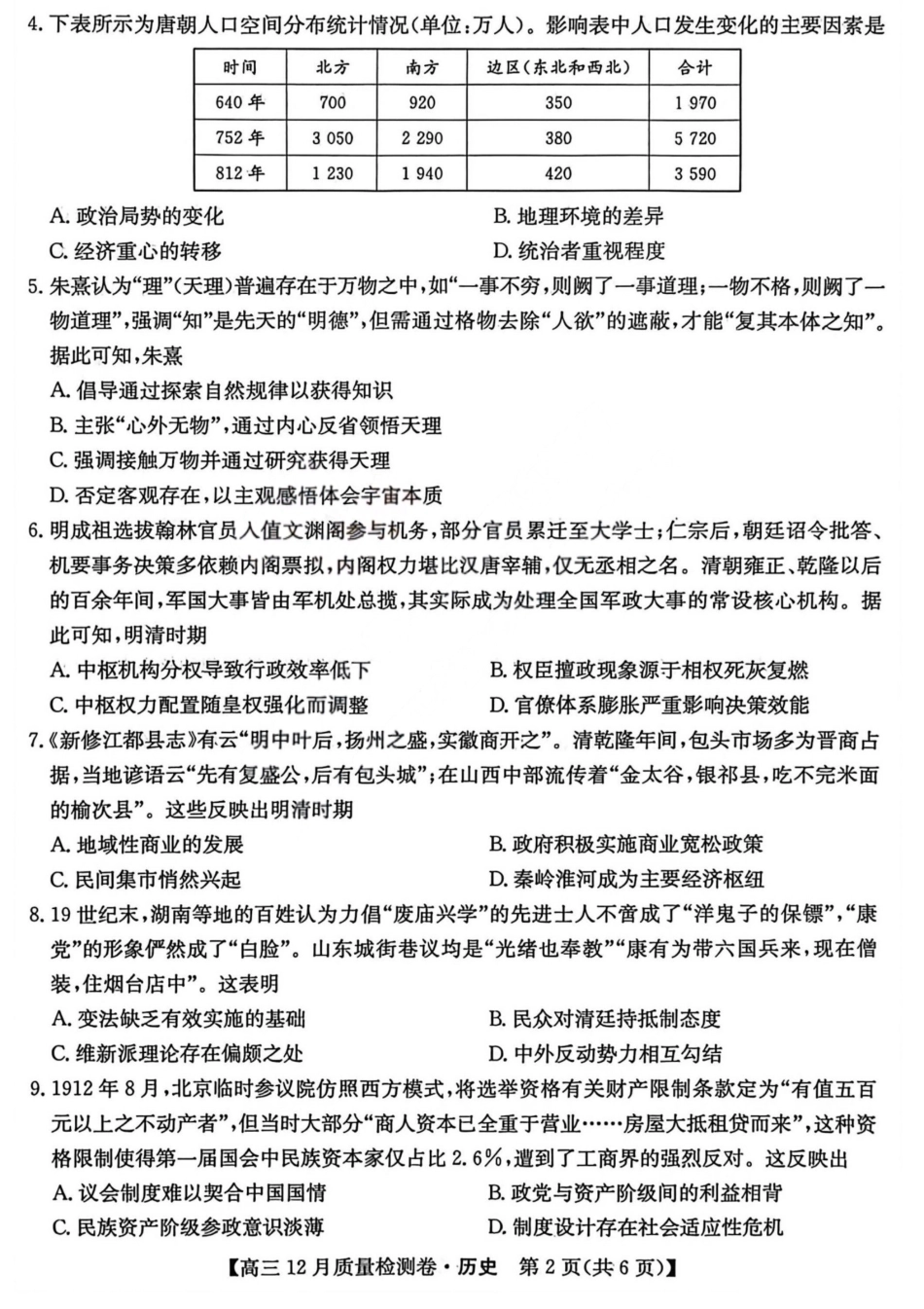 历史-山西三晋卓越联盟2025-2026学年高三12月质量检测.pdf_第2页