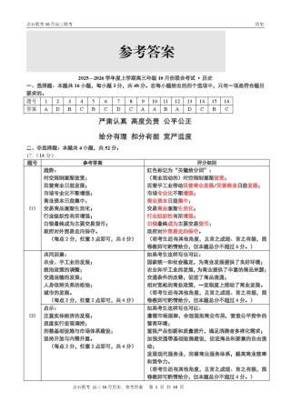辽宁点石联考2025-2026学年高三10月联合考试历史试题_【点石联考】高三10月联考历史试题参考答案.pdf