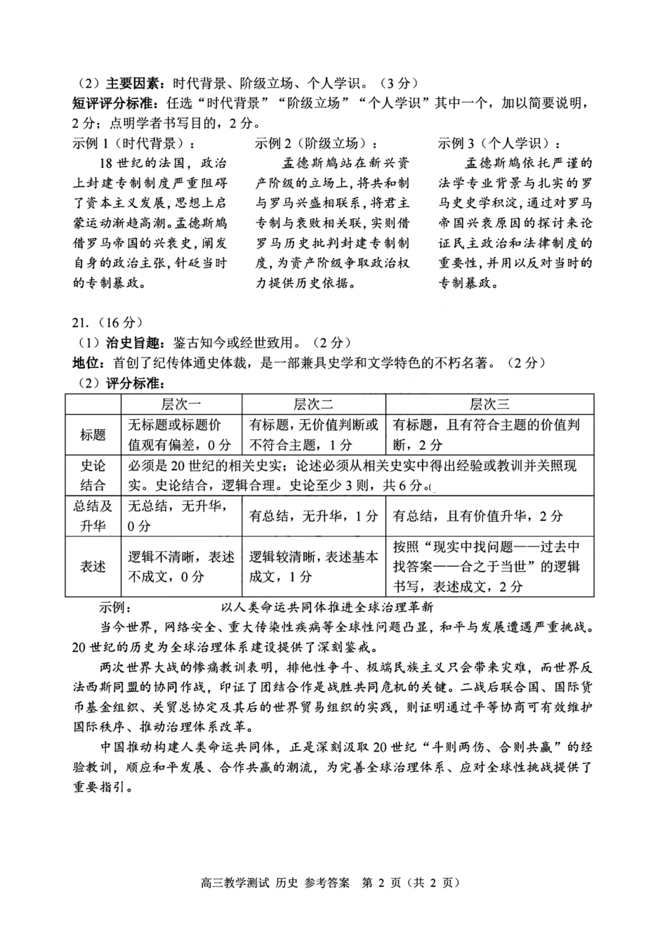 浙江省嘉兴市2025年12月高三教学测试（嘉兴一模）（全科）_历史答案｜26届嘉兴一模.pdf_第2页