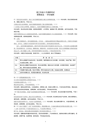 思想政治-安徽高三年级十月调研考试 评分细则.pdf