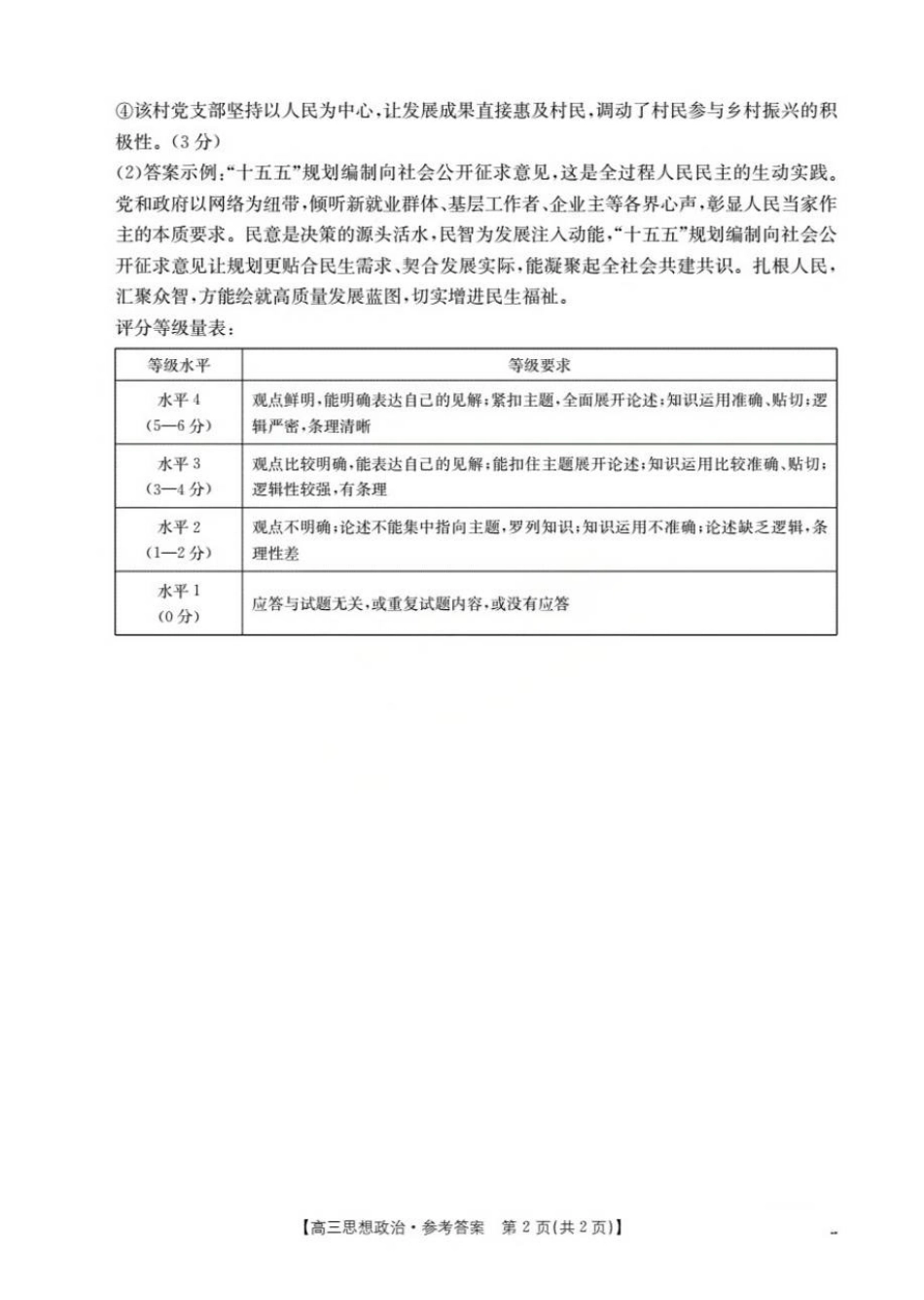 辽宁省葫芦岛市协作校2025-2026学年高三上学期第一次考试政治试题（含答案）_政治答案.pdf_第2页