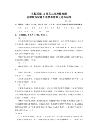 山东名校考试联盟2025年12月高三年级阶段性检测政治B卷答案.pdf