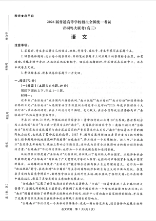 河南青桐鸣2026届高三上学期12月联考语文试卷+答案_语文.pdf