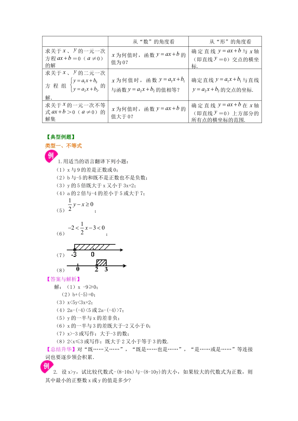 湘教版初中数学八年级上册知识点-《一元一次不等式与不等式组》全章复习与巩固(提高)知识讲解.docx_第3页