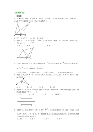 湘教版初中数学八年级上册知识点-5.等腰三角形(提高）巩固练习.docx