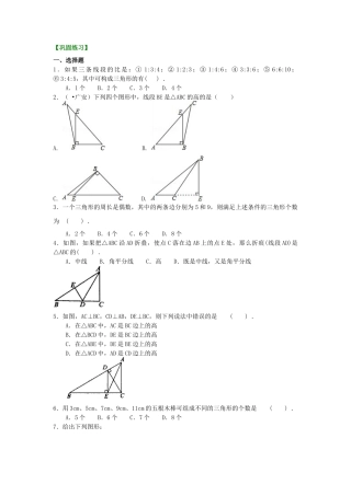 湘教版初中数学八年级上册知识点-三角形(提高)巩固练习.docx