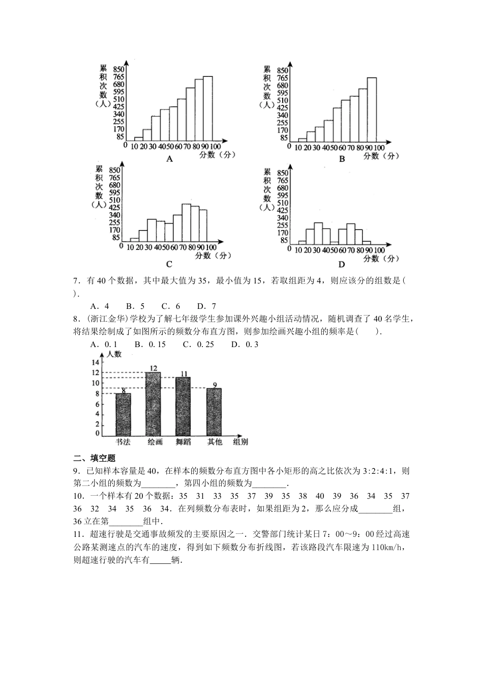 湘教版初中数学八年级下册知识点-频数 直方图 巩固练习.docx_第2页