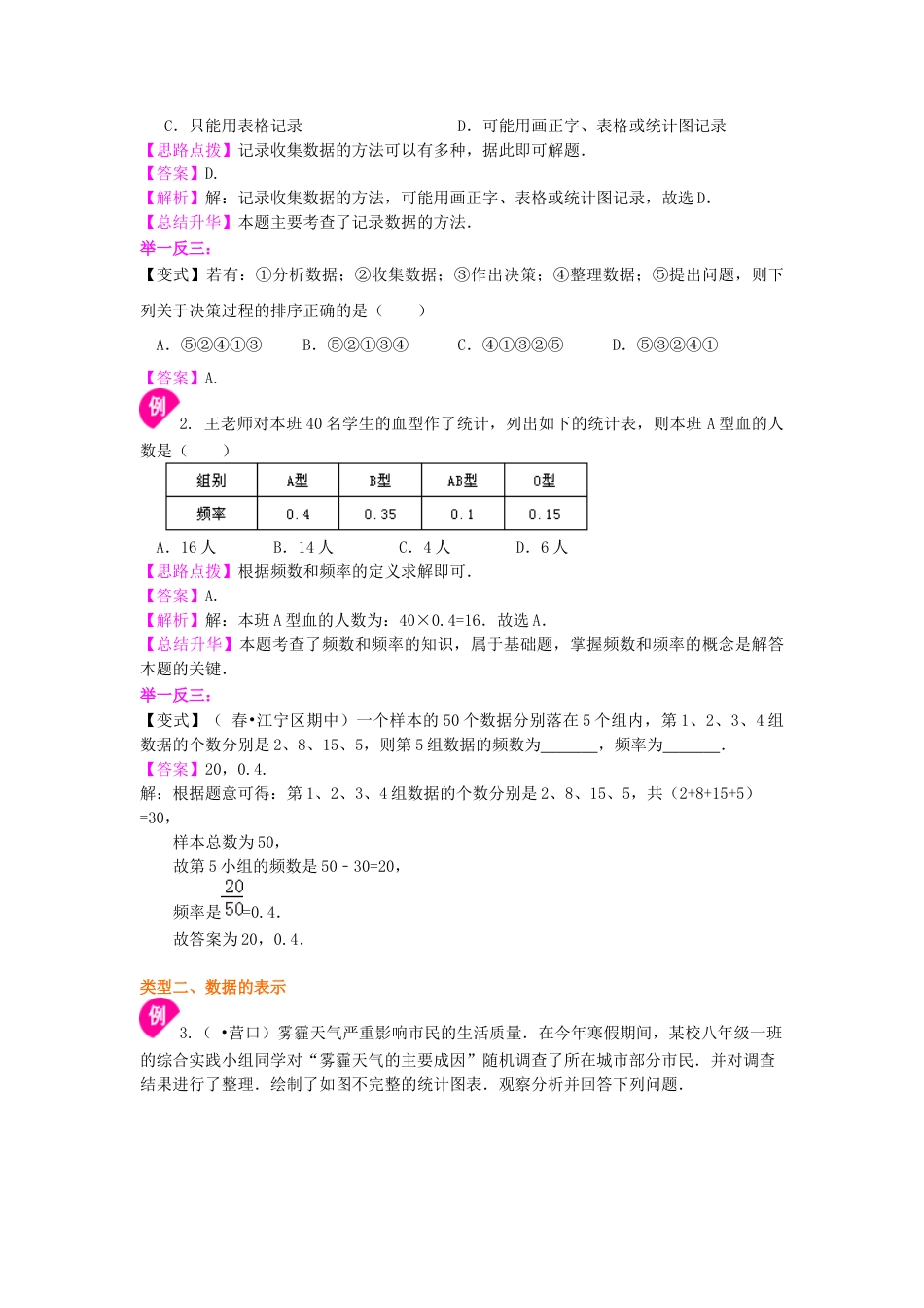 湘教版初中数学八年级下册知识点-频数与频率——知识讲解.docx_第2页