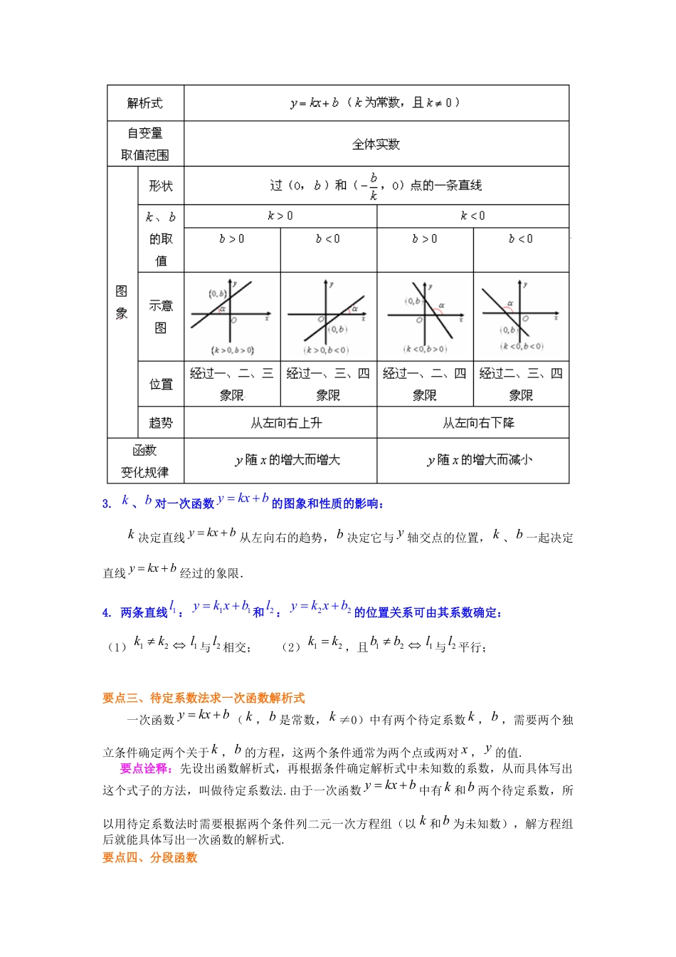 湘教版初中数学八年级下册知识点-一次函数的图象和性质--知识讲解（基础）.docx_第2页