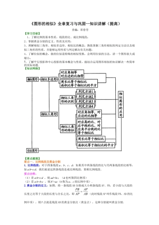 湘教版初中数学九年级上册知识点-《图形的相似》全章复习与巩固--知识讲解（提高）.docx