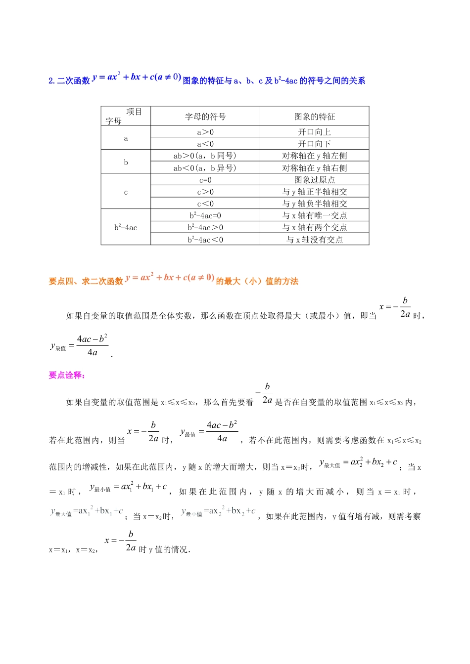 湘教版初中数学九年级下册知识点-二次函数y=ax2+bx+c(a≠0)的图象与性质—知识讲解（提高）.docx_第3页