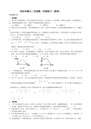 湘教版初中数学九年级下册知识点-实际问题与二次函数—巩固练习（提高）.docx