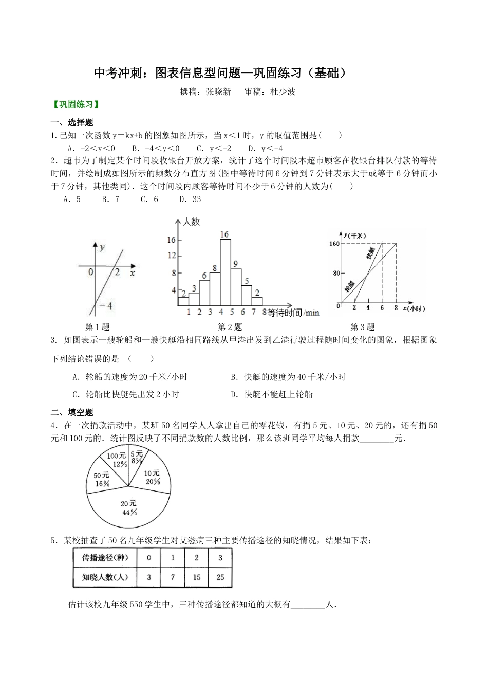湘教版初中数学中考冲刺：图表信息型问题--巩固练习（基础） .docx_第1页