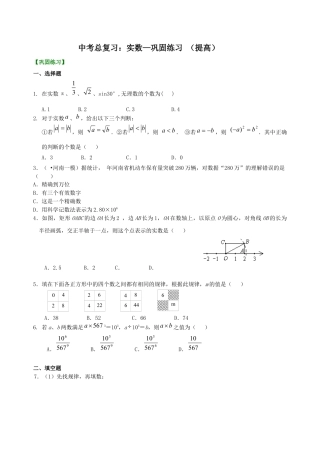 湘教版初中数学中考总复习：实数--巩固练习（提高）.docx
