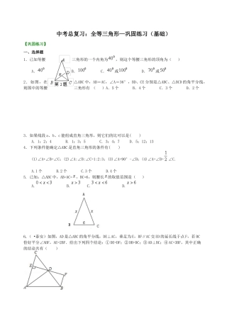 湘教版初中数学中考总复习：特殊三角形--巩固练习（基础）.docx