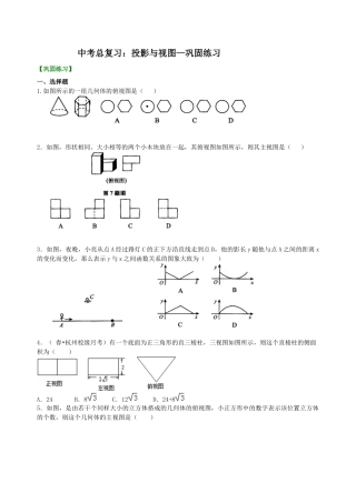 湘教版初中数学中考总复习：投影与视图--巩固练习.docx