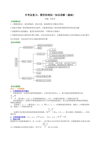 湘教版初中数学中考总复习：图形的相似--知识讲解（基础).docx