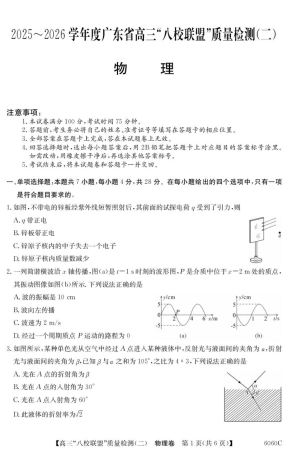 广东省八校联盟2026届高三上学期质量检测（二）物理试题.pdf