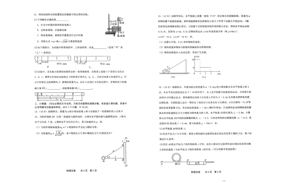 辽宁省实验中学2025年高三上学期10月月考物理试卷.pdf_第3页