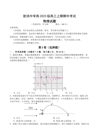 四川省遂宁市射洪中学2026届高三上学期期中考试 物理 .docx