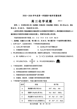山东省聊城市2025-2026学年度第一学期期中教学质量检测（全科）_化学试卷.pdf