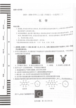 河南名校协作体2026届高三上学期11月期中联考化学试题.pdf