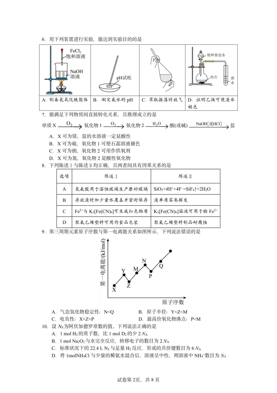 惠州市实验中学2026届高三12月阶段性检测——化学.pdf_第2页