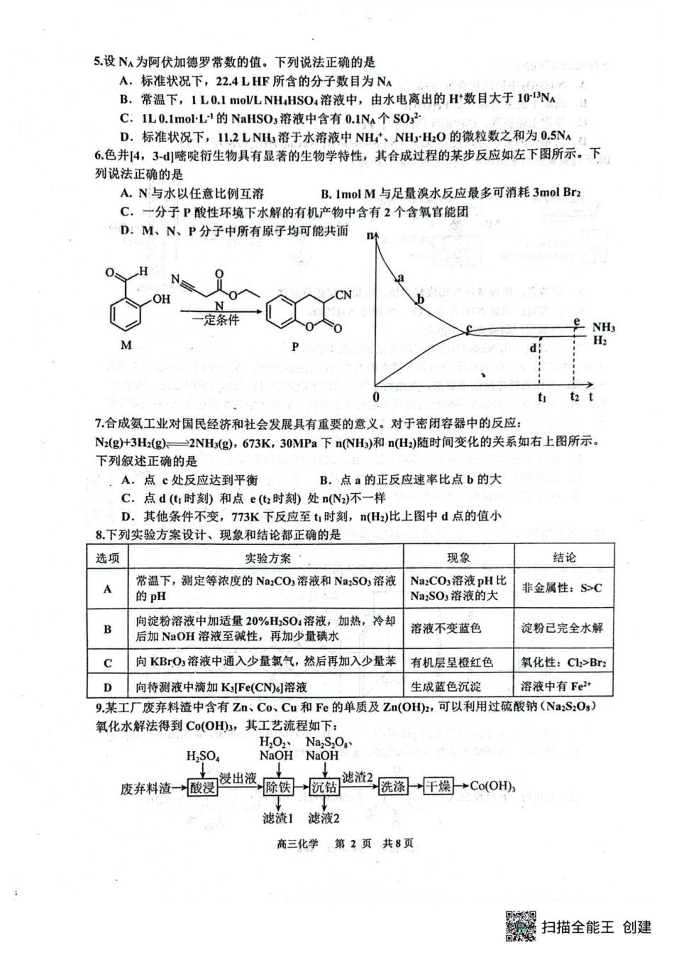 江西省景德镇市2026届高三上学期第一次质量检测化学试题（含答案）_化学.pdf_第2页