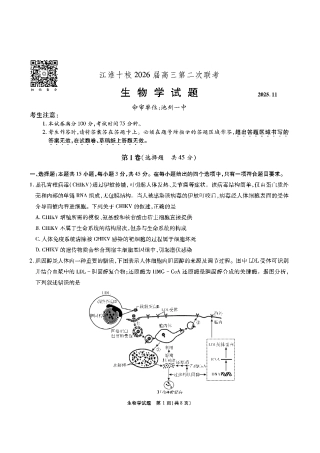 【生物】安徽省江淮十校2026届高三第二次考试（11月份期中质量检测）.pdf
