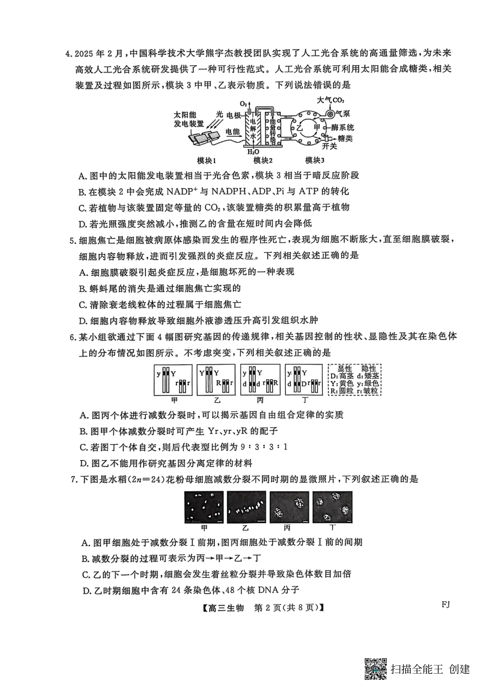 【生物试卷】福建高三2025-2026学年百校11月联考.pdf_第2页