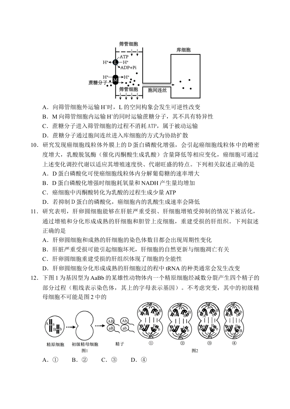 2025-2026学年度上学期高中学段高三联合考试生物学试题.docx_第3页