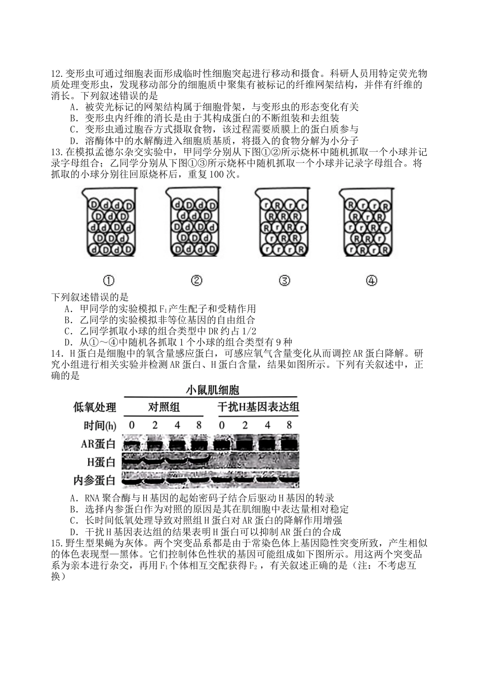 2025-2026学年龙东高三生物学12月模拟试卷成稿.docx_第3页