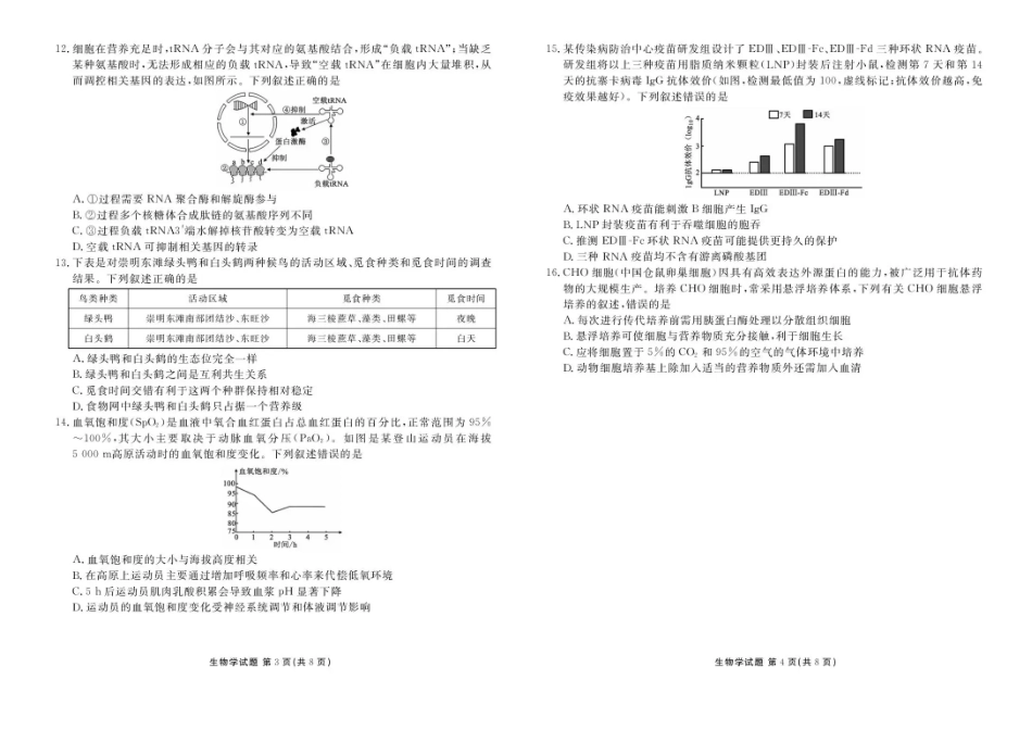 2026届广东衡水金卷高三上学期10月联考生物试题+答案.pdf_第2页