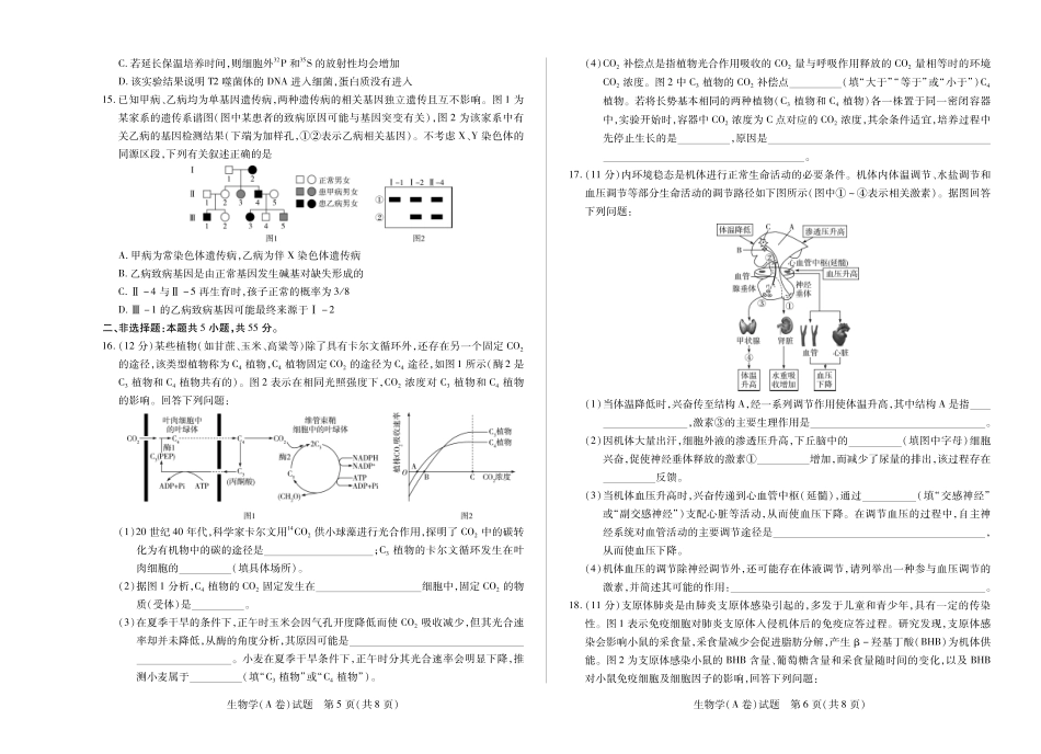 安徽省天一大联考2025-2026学年高三上学期12月联考（全科）_生物学A卷安徽高三12月考.pdf_第3页