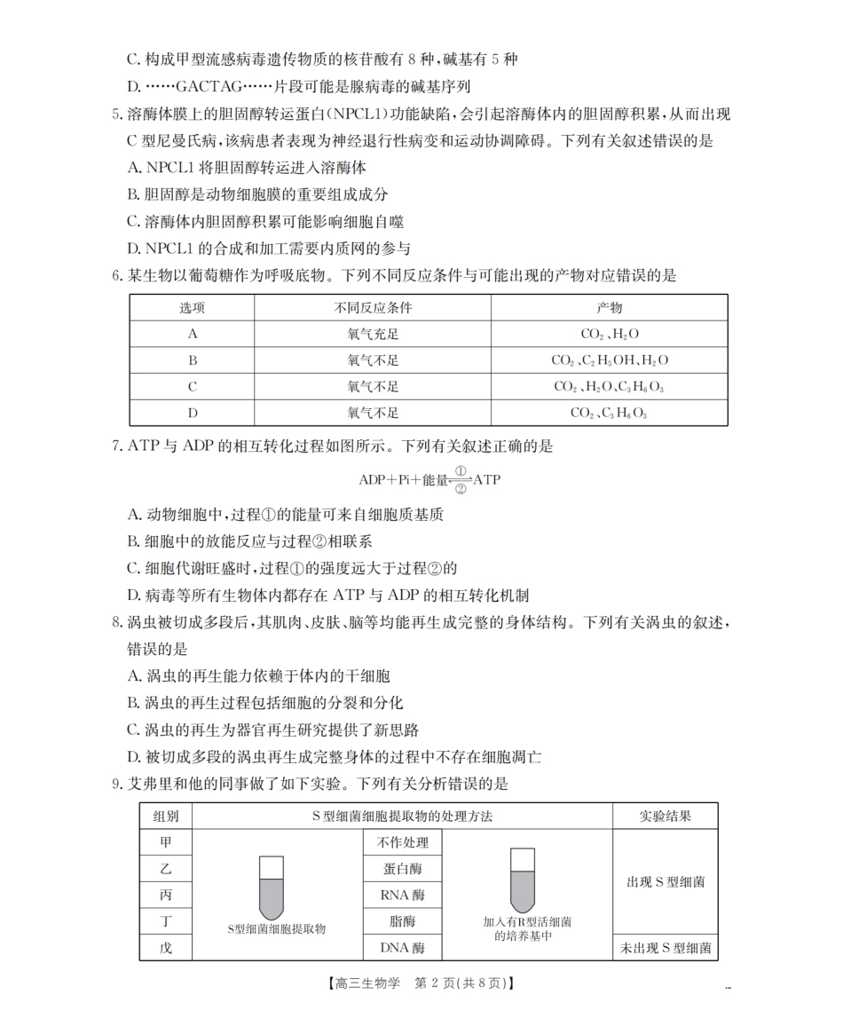 甘肃省2026届高三上学期12月阶段性考试（26-158C）生物.pdf_第2页