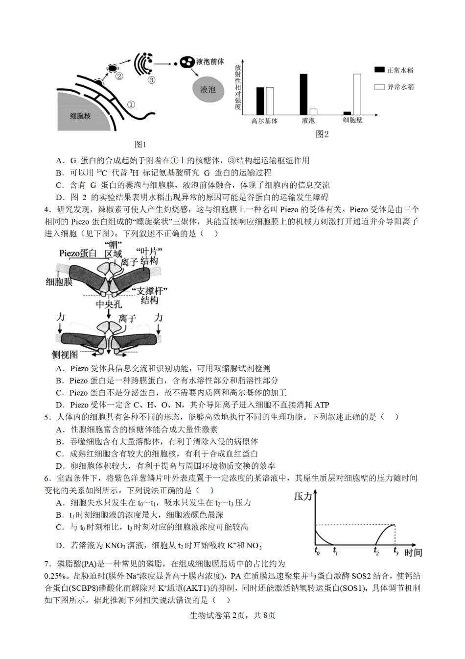 合肥市普通高中六校联盟2025年秋季学期期中考试生物.pdf_第2页