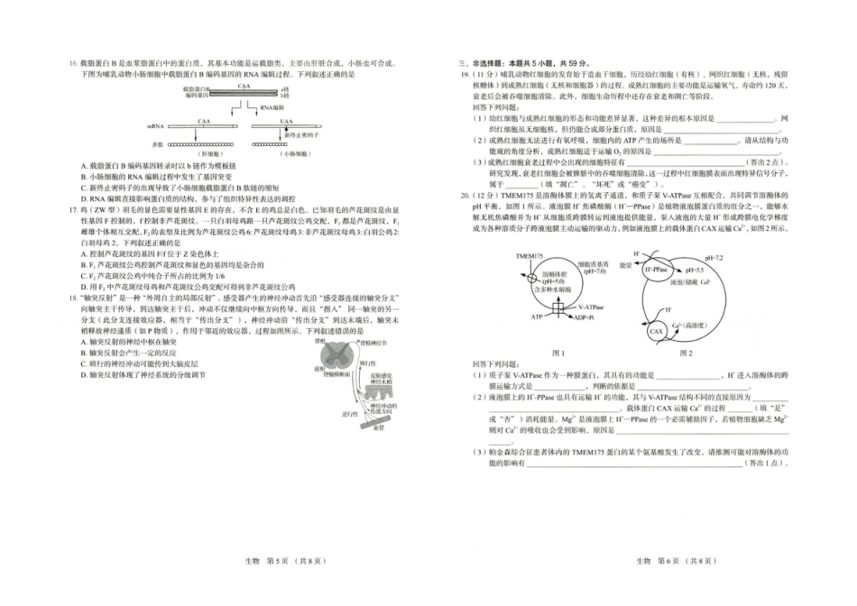 河北省唐山市十校2025-2026学年高三上学期12月期中考试生物试题.pdf_第3页