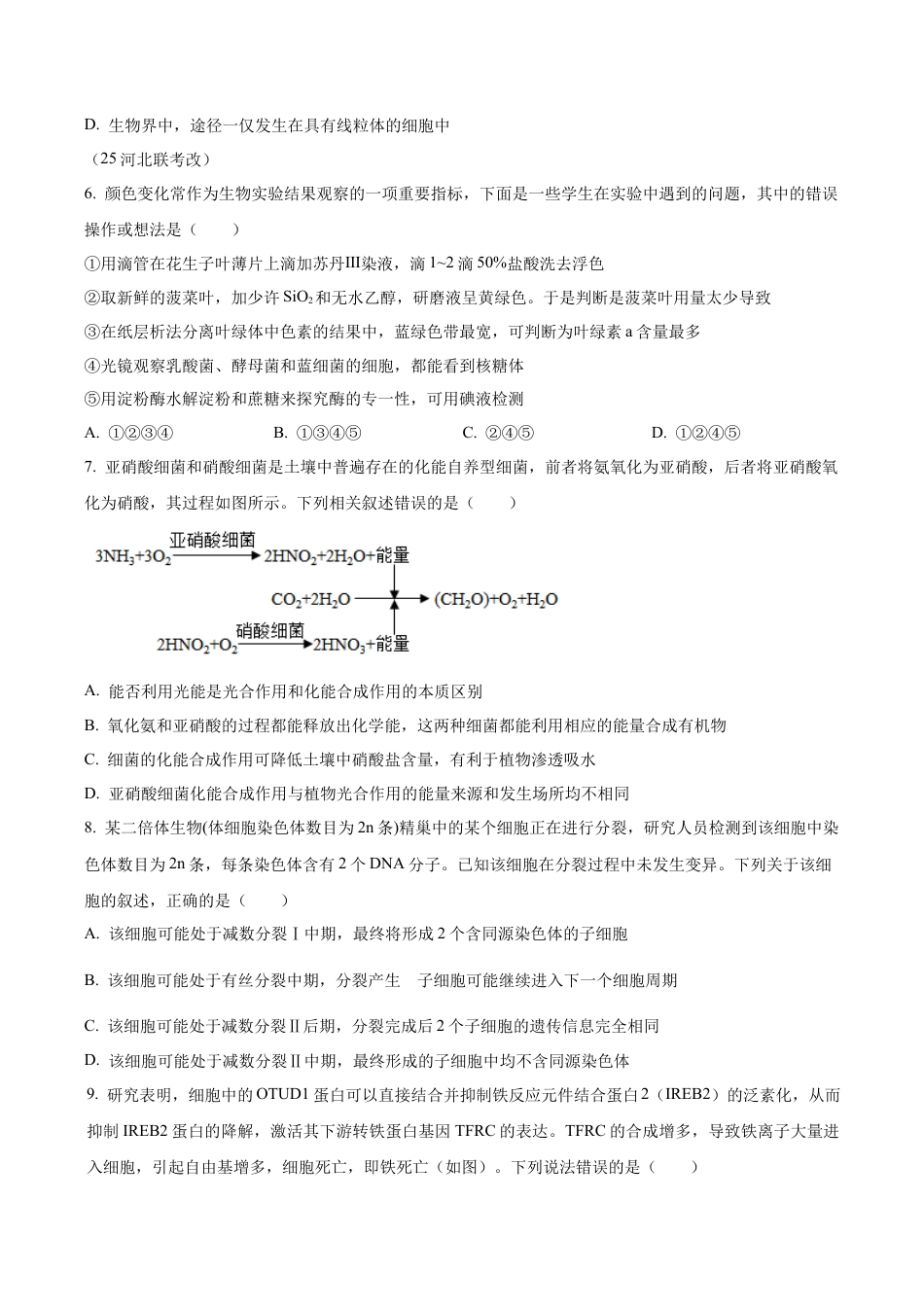 湖南省衡阳市雁峰区衡阳市第八中学2025-2026学年高三上学期11月期中生物试题（原卷版）.docx_第3页