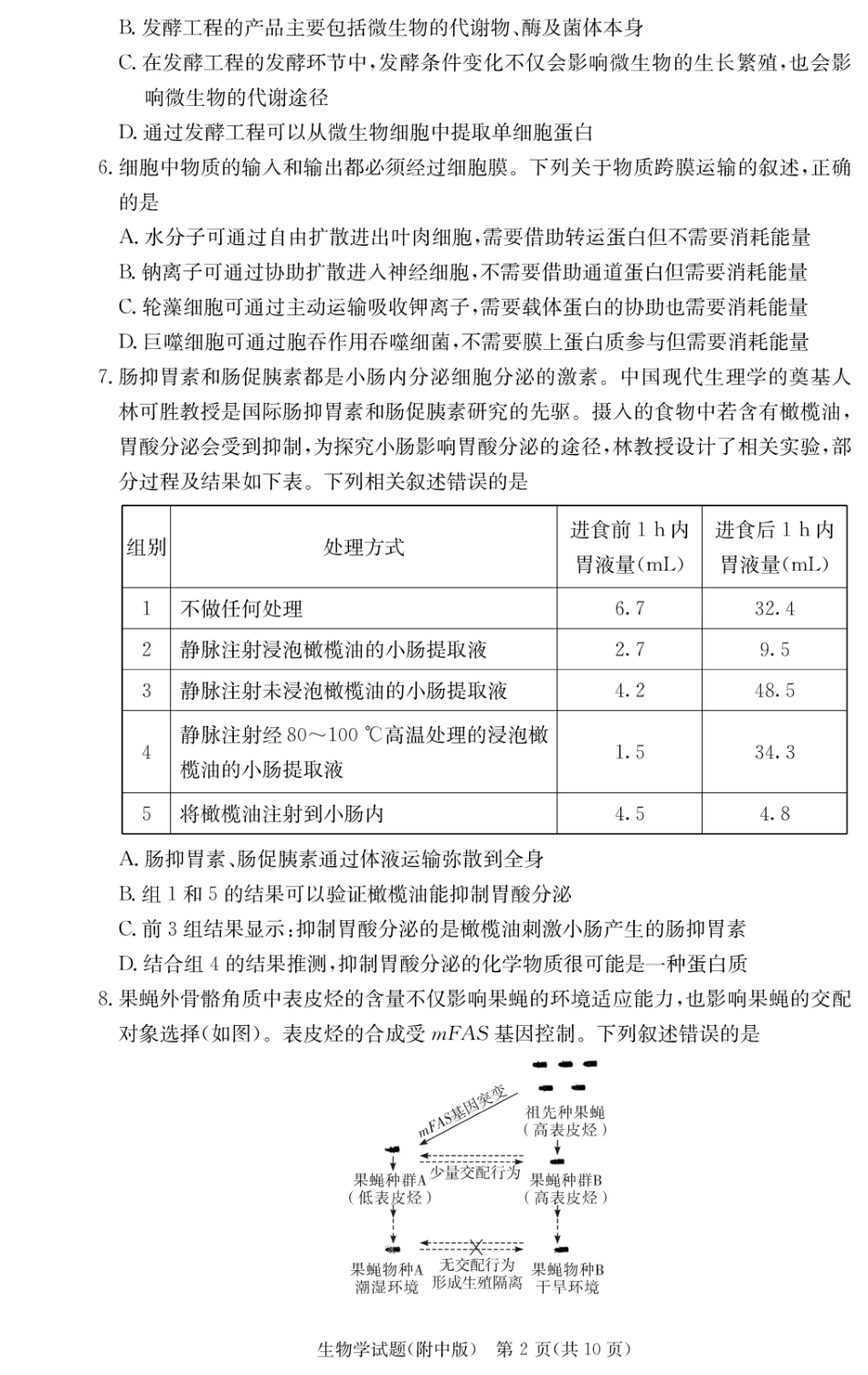 湖南师大附中2026届高三月考试卷（四）生物.pdf_第2页