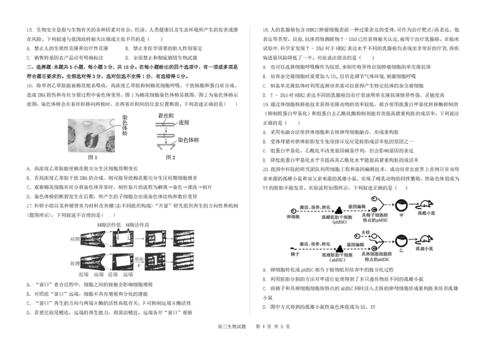 吉林省长春市第二实验中学2026届高三上学期10月月考+生物.pdf_第3页