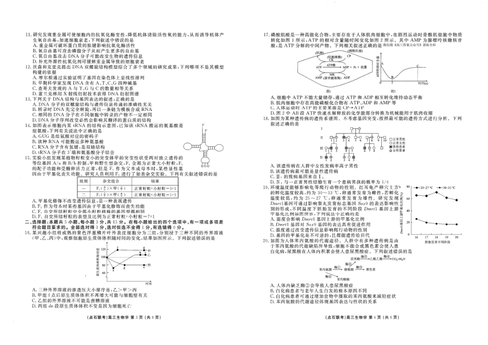 辽宁点石联考2025-2026学年高三上学期11月期中生物试题.pdf_第2页