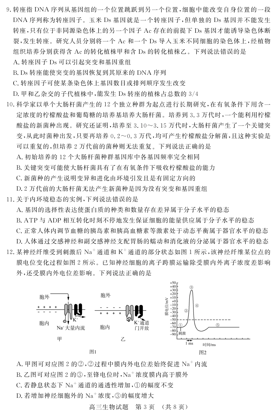 山东名校考试联盟2025年12月高三年级阶段性检测生物.pdf_第3页
