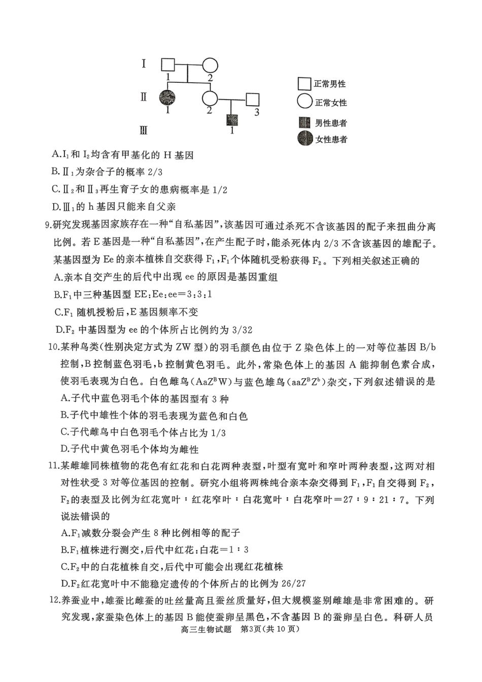 山东省枣庄市滕州市2025-2026学年高三上学期11月期中生物试题.pdf_第3页