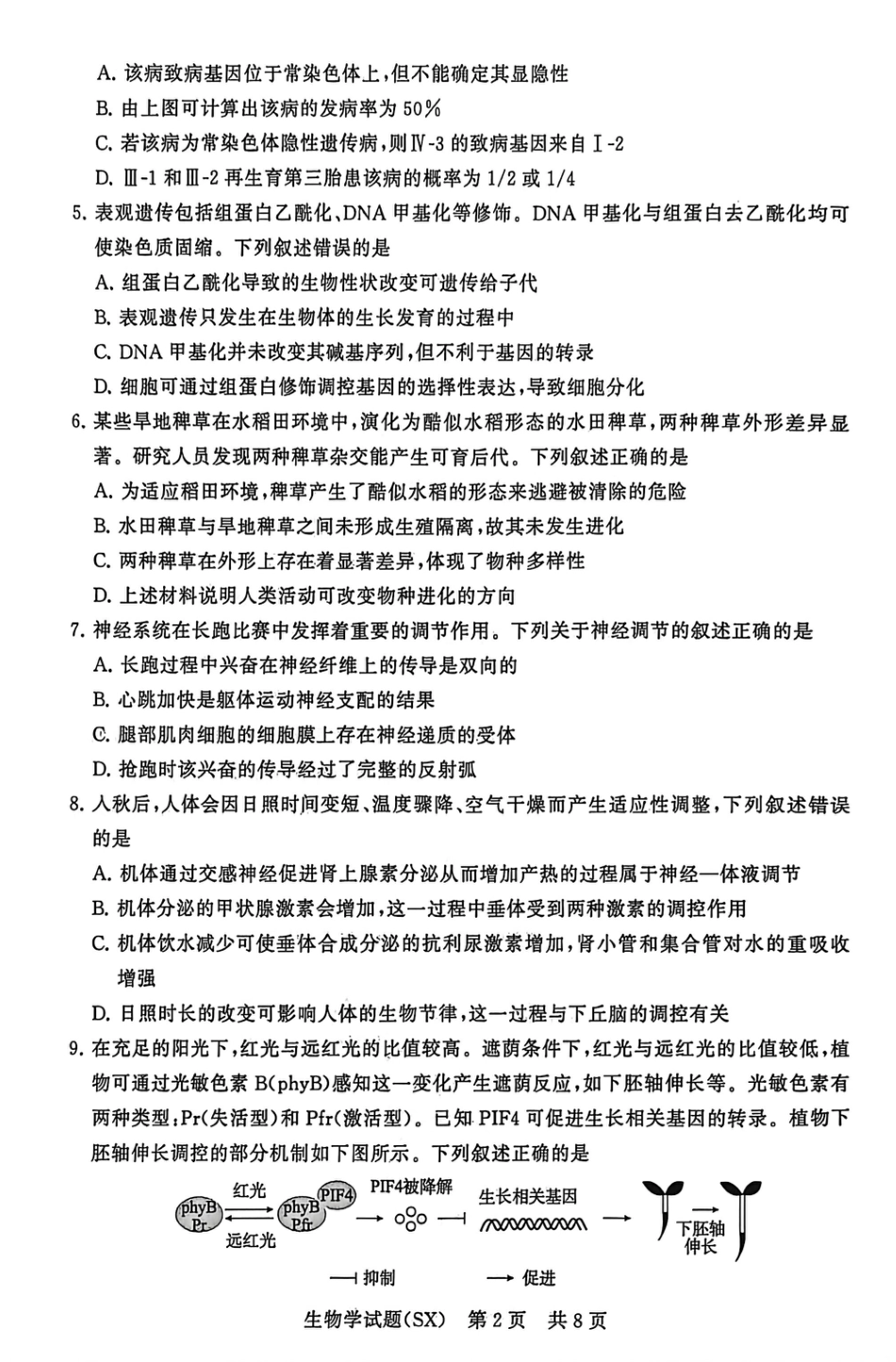 山西省2026届高三第一次八省联考（T8联考）（全科）_T8生物试题.pdf_第2页