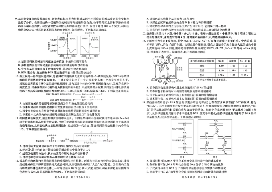 生物试卷- 江西省2026届上进稳派联考高三11月一轮复习阶段检测.pdf_第2页