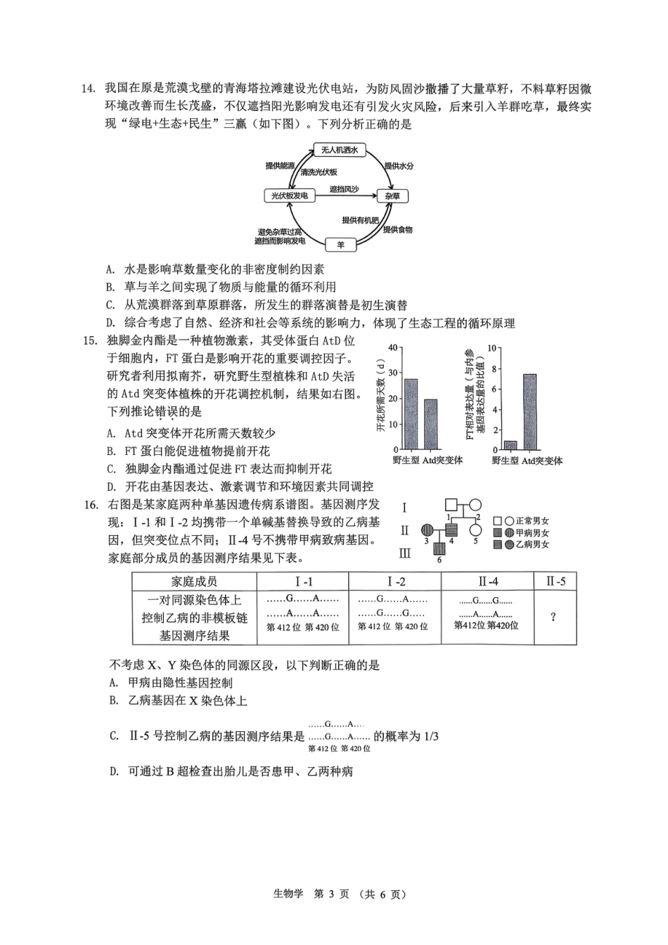 生物试卷-广东省2026届普通高中毕业班第二次调研考试.pdf_第3页